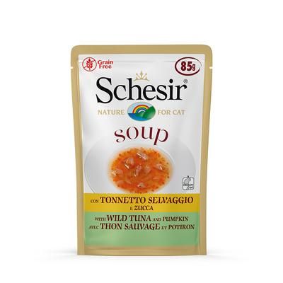 24 x 85 g Soup con Tonnetto selvaggio e Zucca Schesir umido per gatti