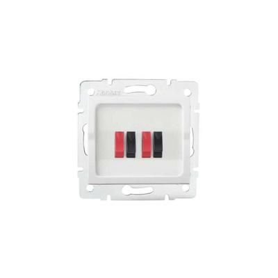Prise haut-parleur double - 4 contacts - Encastrée - Blanc - 71x71mm