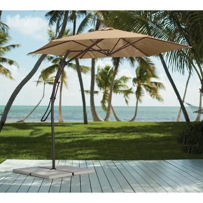9' Easy Up Cantilever Umbrella by BrylaneHome in Khaki 9 Foot Heavy Duty Fade Resistant
