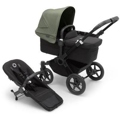 Bugaboo Donkey 5 Mono Complete Single-to-Double Stroller Bundle - Black / Midnight Black / Forest Gr
