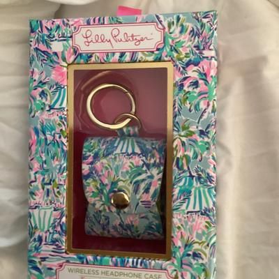 Lilly Pulitzer Other | Lilly Pulitzer Airpods Case Blue Ibiza Cabana Cocktail For Airpods 1 And 2 | Color: Blue/Pink | Size: Os