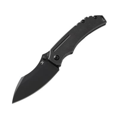 Kansept Knives Pelican EDC Framelock Folding Knife 3" black coated S35VN stainless modified drop poin Black stonewash finish titanium handle K1018A4