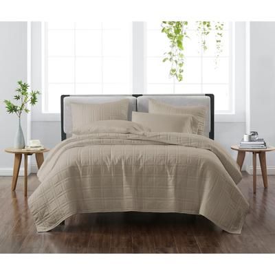 Heritage Solid Quilt Set by Cannon in Khaki (Size KING)