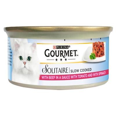 24x85g Beef in Tomato Sauce Solitaire Gourmet Wet Cat Food
