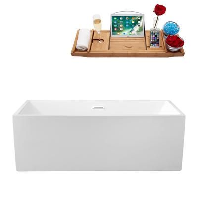 "66" Streamline N260WH Soaking Freestanding Tub and Tray With Internal Drain - Streamline N260WH"