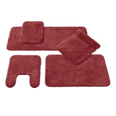 Wide Width The Elegance Bath Rug Collection - Bath Rug by BrylaneHome in Burgundy (Size 24" W 60" L)