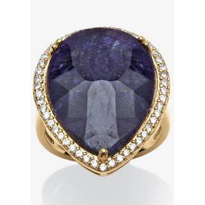 Women's 18K Gold Over Sterling Silver Sapphire And Cubic Zirconia Ring by PalmBeach Jewelry in Sapphire (Size 8)