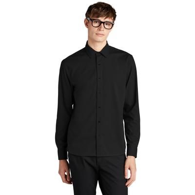 Mercer+Mettle MM2000 Long Sleeve Stretch Woven Shirt in Deep Black size 4XL | Cotton/Polyester/Spandex