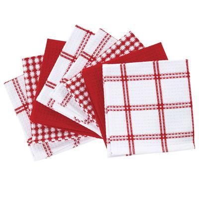 Flat Waffle Dish Cloths, Set Of 8 by T-fal in Red