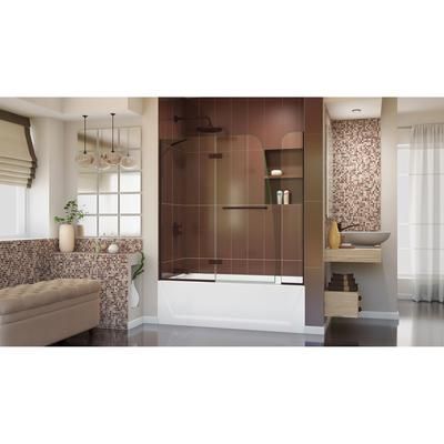 Dreamline DreamLine Aqua Ultra 48 inch W x 58 inch H Frameless Hinged Tub Door with Extender Panel in Oil Rubbed Bronze SHDR3448580EX06