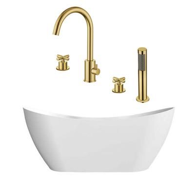 Randolph Morris Maxwell 67 Inch Acrylic Double Slipper Freestanding Tub and Faucet Package RMD75-BBF2