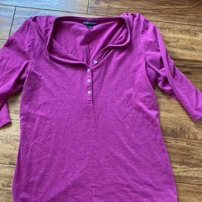 Victoria's Secret Tops | 3/4 Sleeve 1/4 Button Up Top | Color: Pink/Purple | Size: L