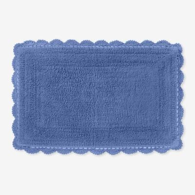 Rectangular Crochet Bath Mat by BrylaneHome in Blue (Size 21X34 RECT)