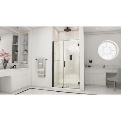 Dreamline DreamLine Unidoor 42 - 43 inch W x 72 inch H Frameless Hinged Shower Door with Shelves in Matte Black SHDR-20427210CS-09