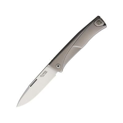 Lionsteel Thrill Slip Joint Gray Ti Folding Knife 3" satin finish Bohler M390 stainless blade Gray titanium handle TL GY