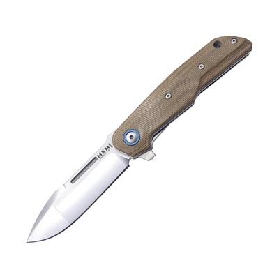 MKM Clap Linerlock Green Micarta Folding Knife 3" satin finish Bohler M390 stainless blade Green canvas micarta handle MK LS01-GC