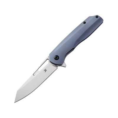Kansept Knives Shard Framelock Blue Folding Knife 3.5" stonewash finish S35VN stainless blade Blue anodized titanium handle K1006A8