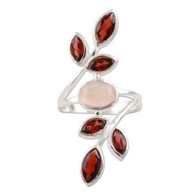 Passion Tree,'Garnet and Rose Quartz Cocktail Ring'