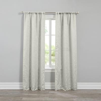 Wide Width Geo Stud Jacquard Rod-Pocket Panel Pair by BrylaneHome in Silver (Size 36" W 84" L)