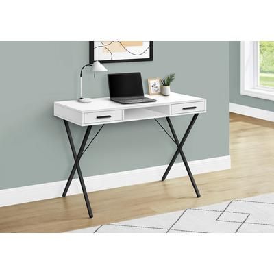 "Computer Desk / Home Office / Laptop / Left / Right Set-Up / Storage Drawers / 42"L / Work / Metal / Laminate / White / Black / Contemporary / Modern - Monarch Specialties I 7790"