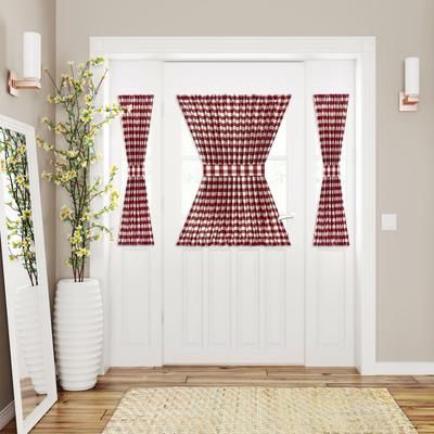 Wide Width Buffalo Check Rod Pocket Door Panel And Tieback by Achim Home Décor in Burgundy (Size 54" W 40" L)