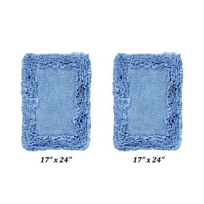 Shaggy Border Bath Rug Mat, 2 Pc Set, (17" X 24" | 17" X 24") by Better Trends in Blue