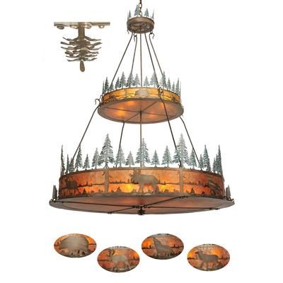 "72"W Wildlife at Pine Lake 2 Tier Inverted Pendant - Meyda Lighting 49066"