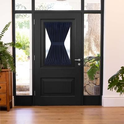 Wide Width Darcy Rod Pocket Door Panel With Tieback by Achim Home Décor in Navy (Size 25" W 72" L)