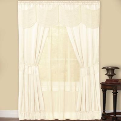 Wide Width Halley 6 Piece Window Curtain Set by Achim Home Décor in Ivory (Size 56" W 84" L)