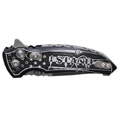 Hogue X1-Microflip 2.75in Knife Custom Outlaw Ordnance I Stand Engraving 24183-EXLTRP