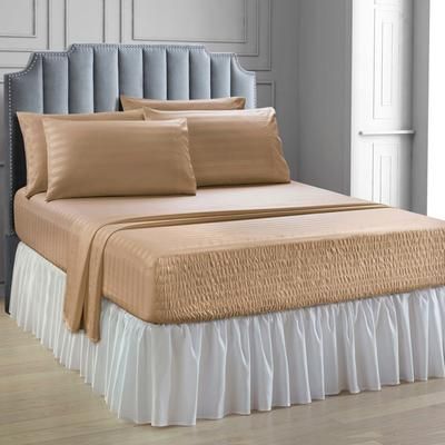 6-pc. Microfiber Bedtite Damask Stripe Sheet Set by BrylaneHome in Taupe (Size TWIN)