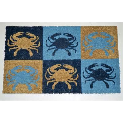 Blue Crabs Coir Mat With Vinyl Backing Floor Coverings by Nature Mats by Geo in Multi