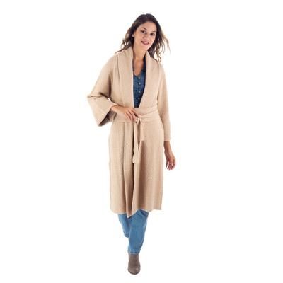 Instant Favorite,'Peruvian Cotton and Baby Alpaca Sweater Coat in Beige'