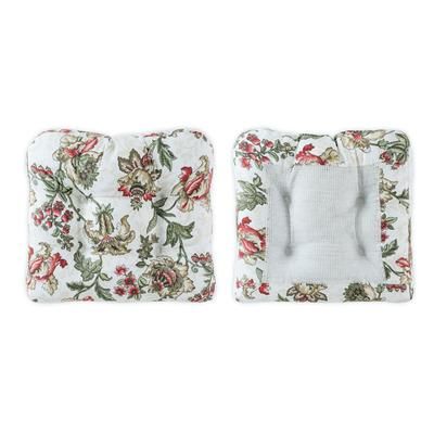 Madison Floral- Multi Colored Jacobean Floral- Non Skid Chairpad by Ellis Curtains in Brick (Size 16" X 16")