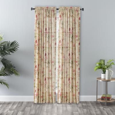 Wide Width Balmoral Tailored Panel by Ellis Curtains in Red (Size 48" W 63" L)
