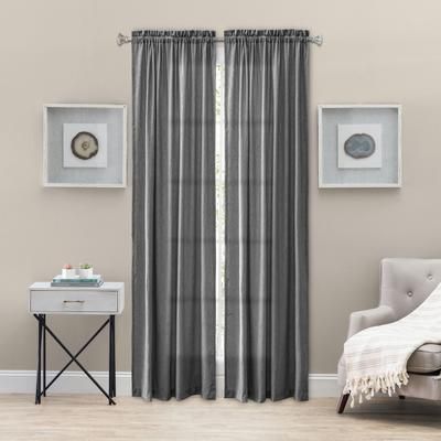 Wide Width Portland Tailored Panel by Ellis Curtains in Grey (Size 48" W 63" L)