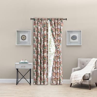 Wynette Multi Colored Jacobean Floral- Lined Tailored Pair With Tiebacks by Ellis Curtains in Multi (Size 100"W 63" L)