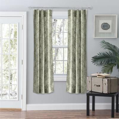 Wide Width Lexington Leaf- Candlewick Leaf Pattern On A Colored Ground- Tailored Panel Pair by Ellis Curtains in Sage (Size 56" W 63" L)