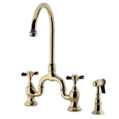 Kingston Brass KS7792BEXBS Essex Bridge Kitchen Faucet with Brass Sprayer, Polished Brass - Kingston Brass KS7792BEXBS