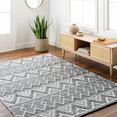 Evita 27" x 45" Light Gray/Eggplant/Neutral/Dark Gray/Smoke/Gray/White/Charcoal Area Rug - Boutique Rugs