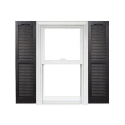 Homeside Open Louver Vinyl Shutters (1 Pair) 14-1/2 Inch x 55 Inch - 050 Black