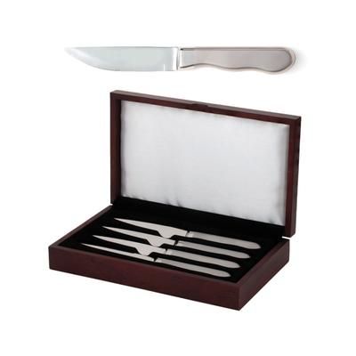 Utica Ultimate Steak Knife Set of 4 5.5" partially serrated stainless blade Frosted finish stainless handle 75-880527S4