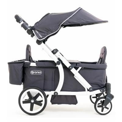 Pronto Squared (2 Seater) Stroller Wagon - White Frame / Space Grey