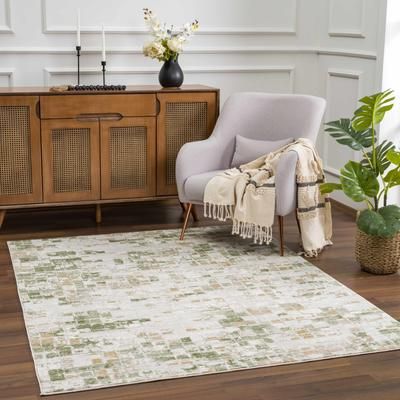 Liverpool 5'3" x 7' Ivory/Off White/Olive/Ivory/Off White/Olive/Light Mustard Area Rug - Hauteloom