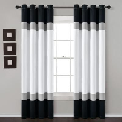 Lush Décor Alexander Color Block Light Filtering Window Curtain Panels Black/Gray 52X84 Set - Triangle Home Décor 21T011924