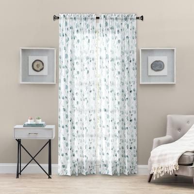 Wide Width Eucalyptus Tailored Panel by Ellis Curtains in Spa (Size 48" W 84" L)