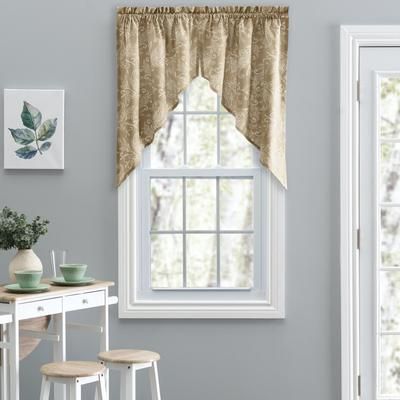 Lexington Leaf- Candlewick Leaf Pattern On A Colored Ground- Tailored Swag by Ellis Curtains in Tan
