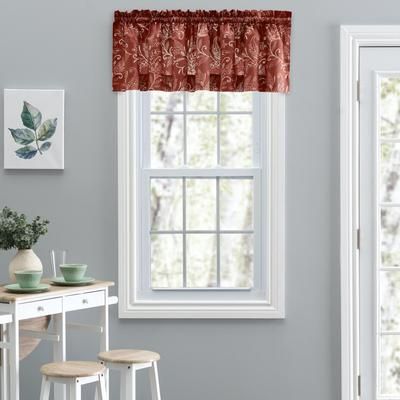 Lexington Leaf- Candlewick Leaf Pattern On A Colored Ground- Tailored Valance by Ellis Curtains in Brick
