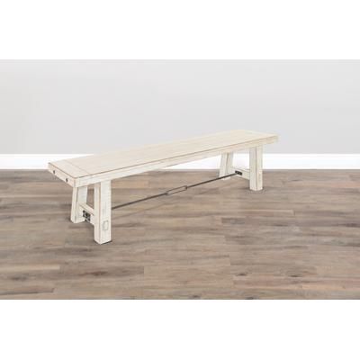 "Marina White Sand 64" Bench w/ Turnbuckle, Wood Seat - Sunny Designs 1615WS"