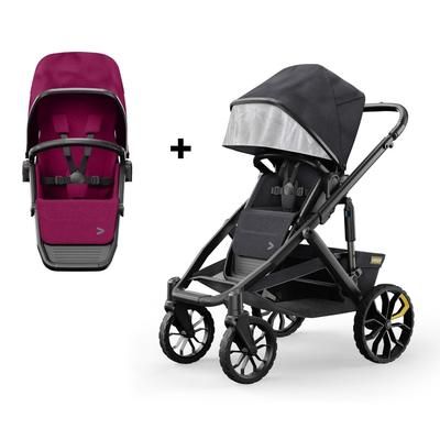 Veer Switch&Roll Single-to-Double Stroller + Color Kit Bundle - Pink Agate